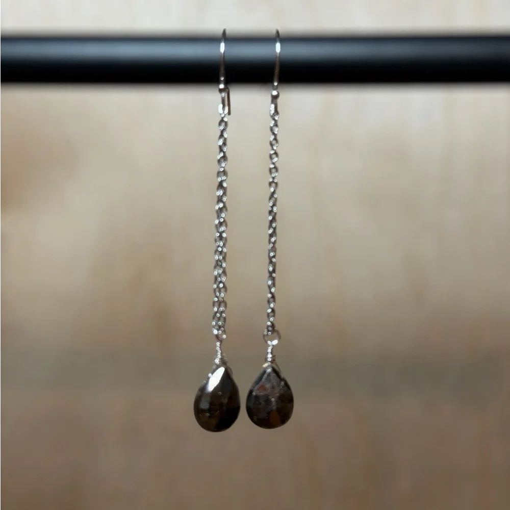 Silver &‎ Pyrite Drop Earrings